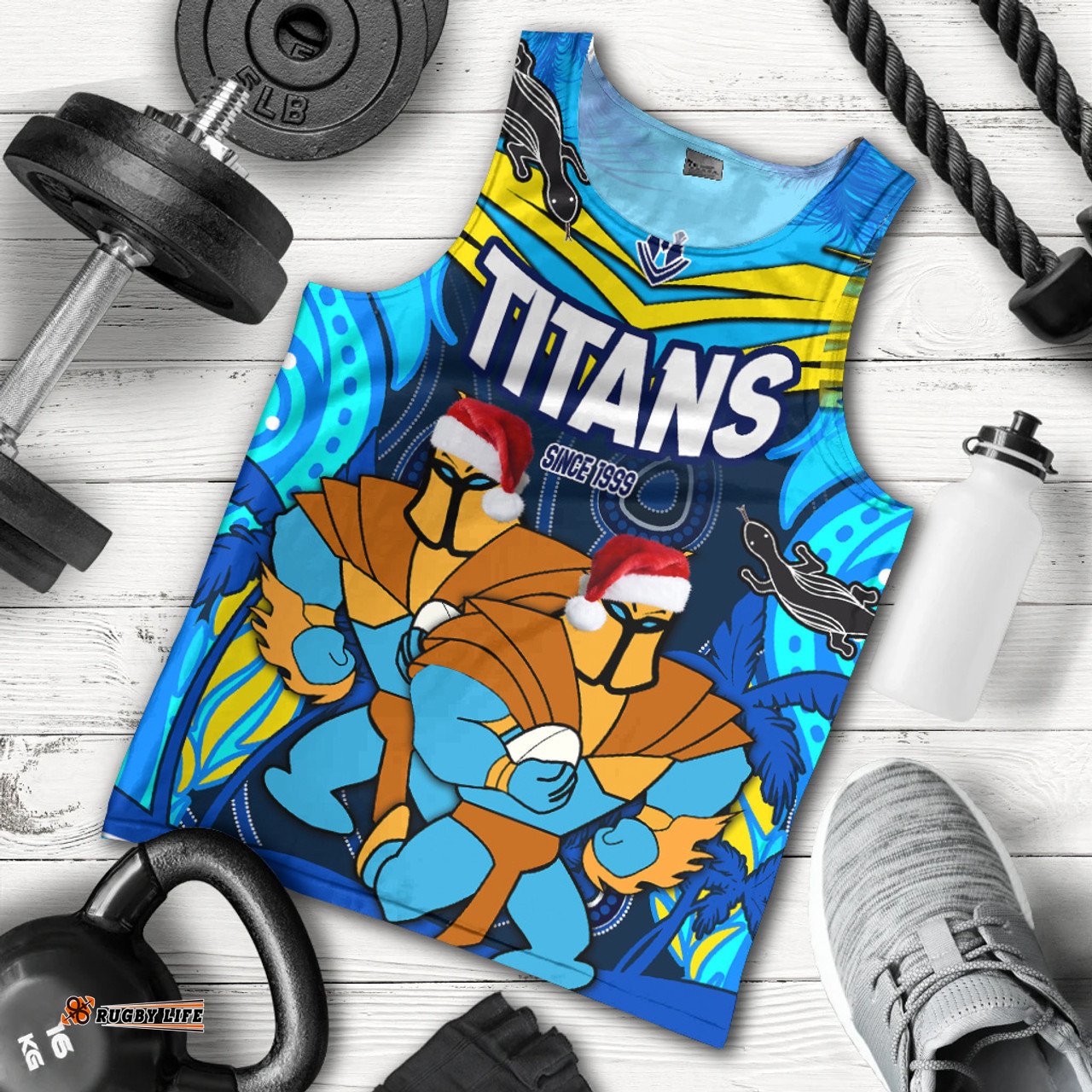 Gold Coast Titans Christmas Men Tank Top - Gold Coast Titans Aboriginal Inspired Summer Vibes Christmas Men Tank Top