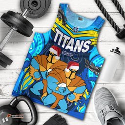 Gold Coast Titans Christmas Men Tank Top - Gold Coast Titans Aboriginal Inspired Summer Vibes Christmas Men Tank Top