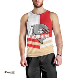 (Custom Text And Number) NRL Dolphins Men Tank Top Mix Jersey