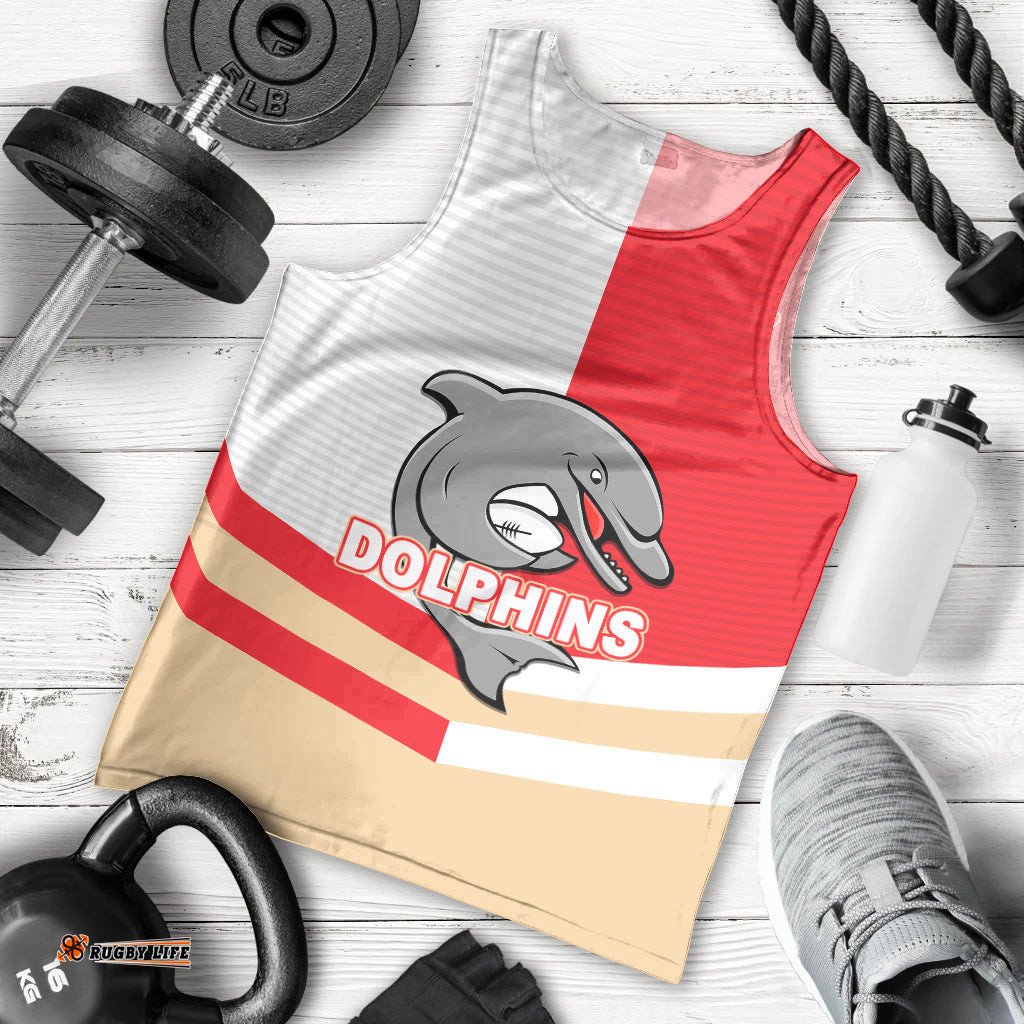 (Custom Text And Number) NRL Dolphins Men Tank Top Mix Jersey