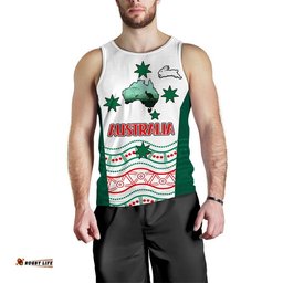 (Custom Personalised) Rabbitohs Australia Day Men Tank Top Flag Map and Aboriginal Wave