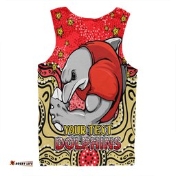 Redcliffe Dolphins Custom Men Singlet - Custom With Aboriginal Inspired Style Of Dot Painting Patterns  Men Singlet