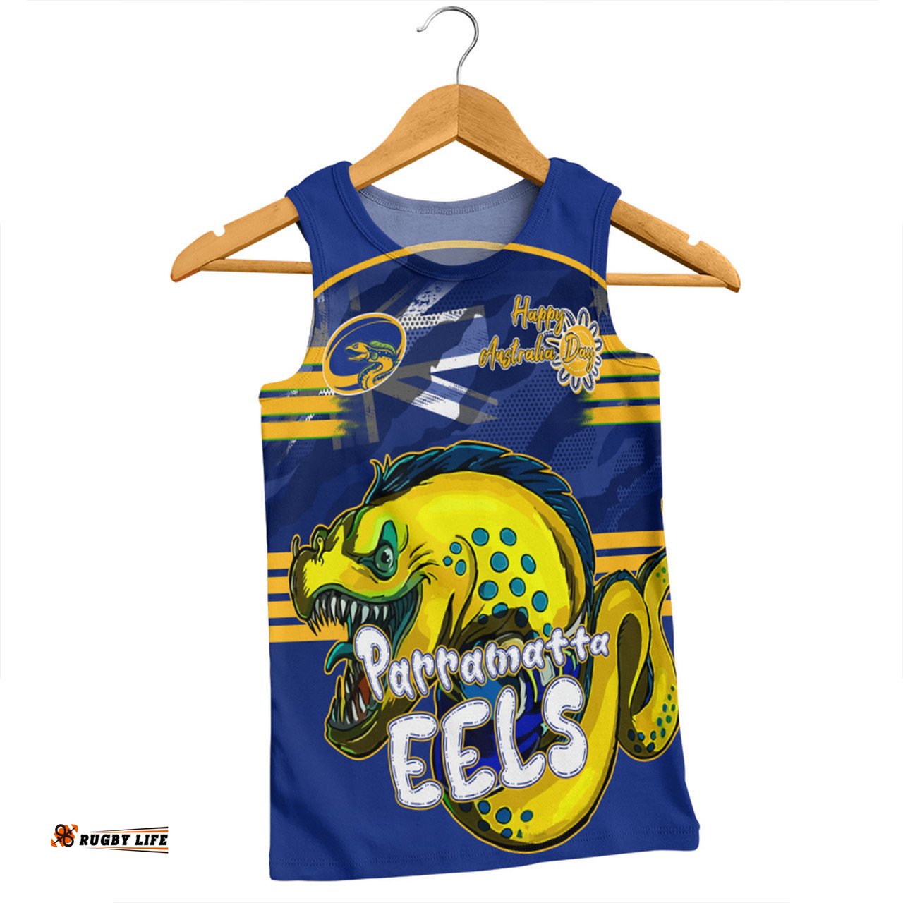 Parramatta Eels Men Singlet - Happy Australia Day We Are One And Free