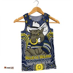 North Queensland Cowboys Custom Men Singlet - Custom With Aboriginal Inspired Style Of Dot Painting Patterns  Men Singlet