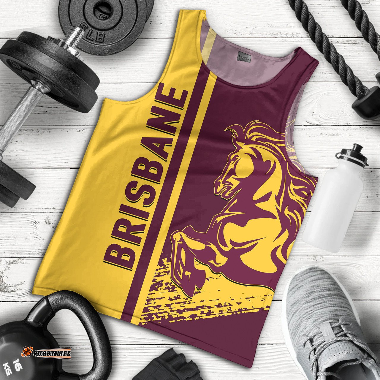 Brisbane Broncos Men's Tank Top - Broncos Mascot Quater Style