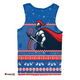 Newcastle Knights Christmas Custom Men Singlet - Ugly Xmas And Aboriginal Patterns For Die Hard Fan Men Singlet
