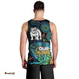 Bulldogs Rugby Aboriginal Art Men Tank Top NAIDOC Indigenous Tribal