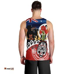 New Zealand Waitangi And ANZAC Day Men Tank Top Aotearoa Maori Tiki With Last Post