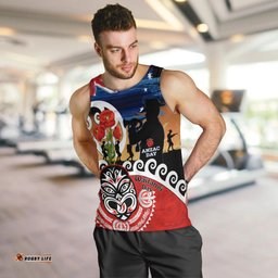 New Zealand Waitangi And ANZAC Day Men Tank Top Aotearoa Maori Tiki With Last Post