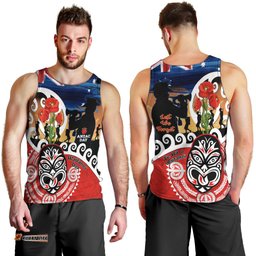New Zealand Waitangi And ANZAC Day Men Tank Top Aotearoa Maori Tiki With Last Post