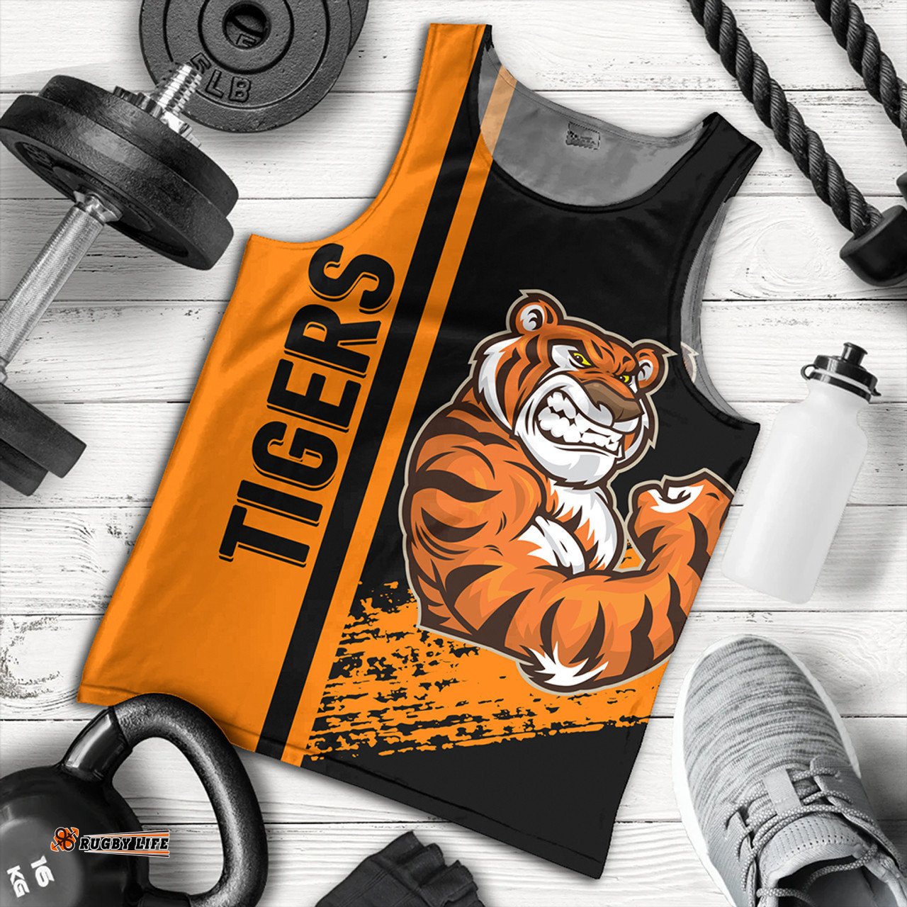 Wests Tigers Men's Tank Top - Wests Tigers Mascot Quater Style