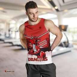 St. George Illawarra Dragons Men's Tank Top - St. George Illawarra Dragons Mascot With Australia Flag