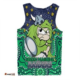 Canberra Raiders Custom Men Singlet - Custom With Aboriginal Inspired Style Of Dot Painting Patterns  Men Singlet