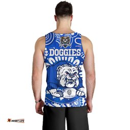 Australia Canterbury-Bankstown Bulldogs Custom Men Tank - Indigenous Doggies Blue and Whites Aboriginal Inspired Tank Top
