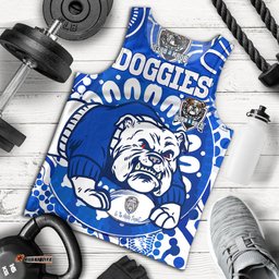 Australia Canterbury-Bankstown Bulldogs Custom Men Tank - Indigenous Doggies Blue and Whites Aboriginal Inspired Tank Top