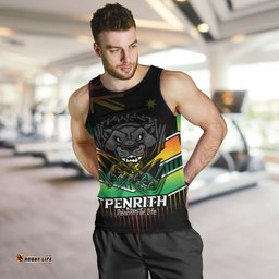 Penrith Panthers Men's Tank Top - Penrith Panthers Mascot With Australia Flag
