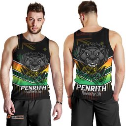 Penrith Panthers Men's Tank Top - Penrith Panthers Mascot With Australia Flag