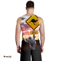 Men Tank Top - Koala Mens Tank Kangaroo Sign Sunset Landscape Art