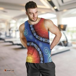 Men Tank Top - Aboriginal Color Dot Painting