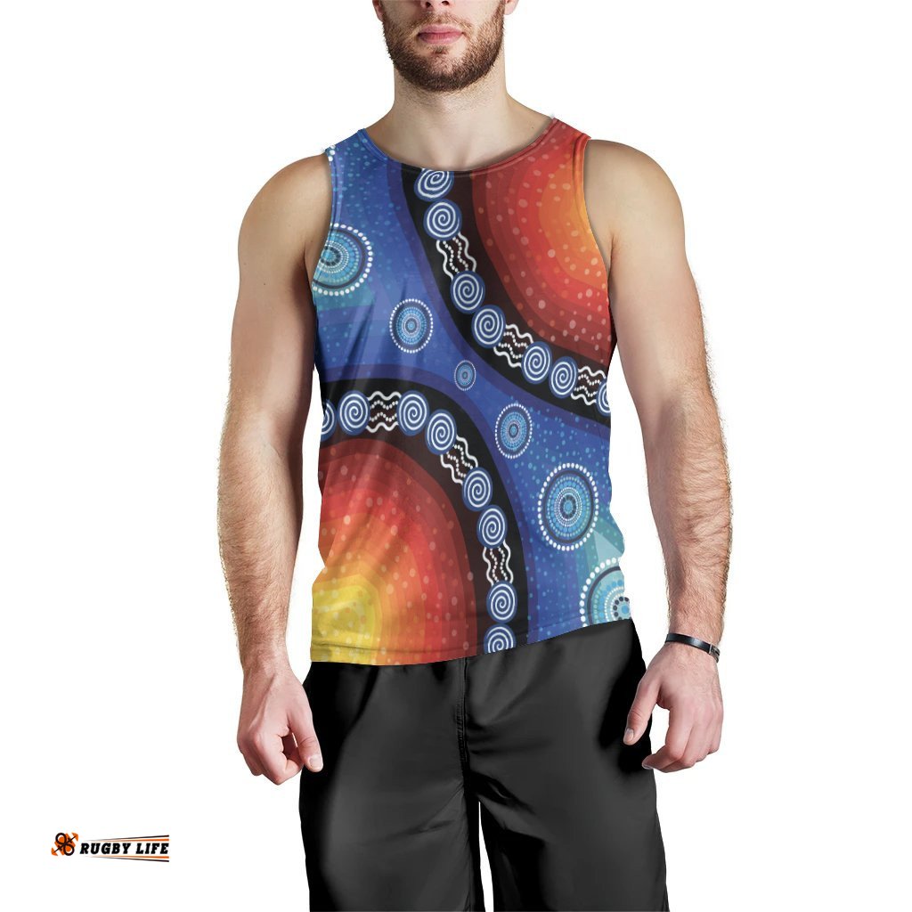 Men Tank Top - Aboriginal Color Dot Painting
