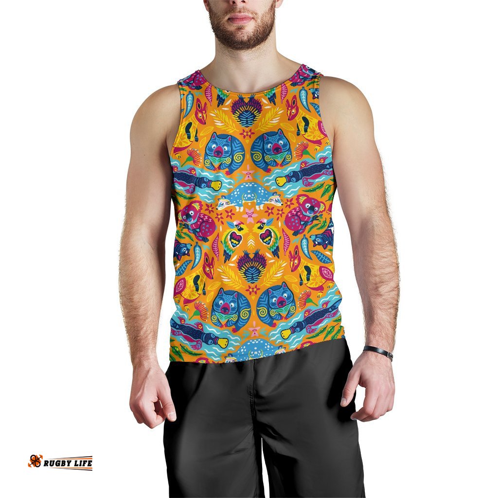 Men Tank Top - Australia Animals Mens Tank Color Art