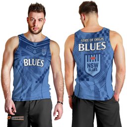 NSW Blues Rugby Men Tank Top Origin New South Wales Sporty Style