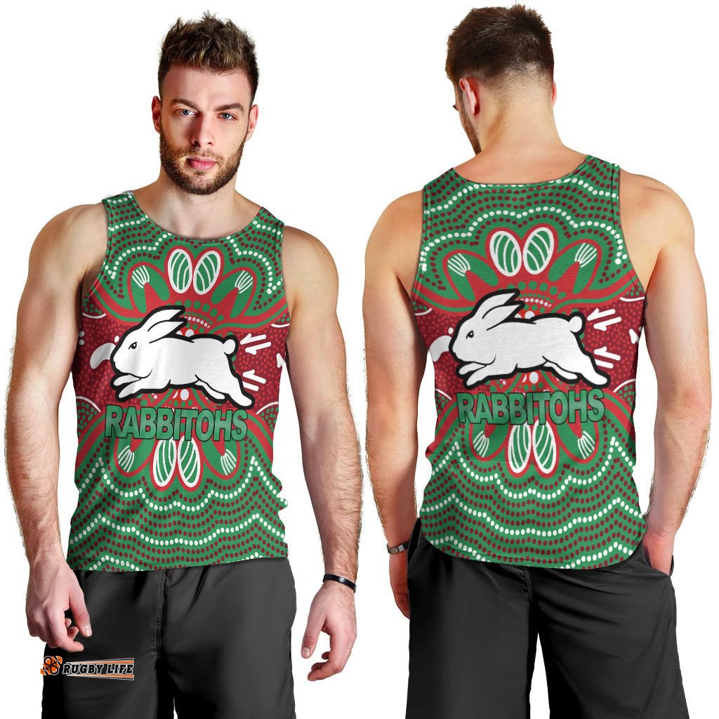Rabbitohs Men Tank Top - Aboriginal Dot Painting -