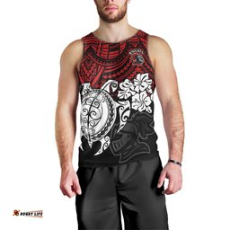 Custom Knights Rugby Men Tank Top Novocastrians Hibiscus and Turtle With Polynesian Pattern