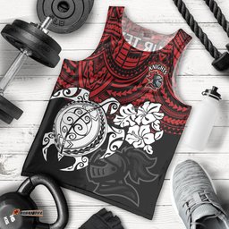 Custom Knights Rugby Men Tank Top Novocastrians Hibiscus and Turtle With Polynesian Pattern