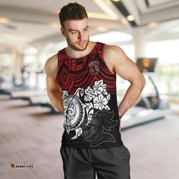 Custom Knights Rugby Men Tank Top Novocastrians Hibiscus and Turtle With Polynesian Pattern