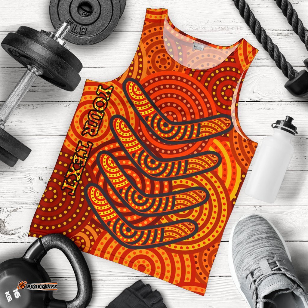 Aboriginal Personalised Men's Tank Top - Aboriginal Boomerangs And Dot Circle