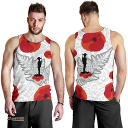 Anzac Maori Men Tank Top Silver Fern Lest For Get