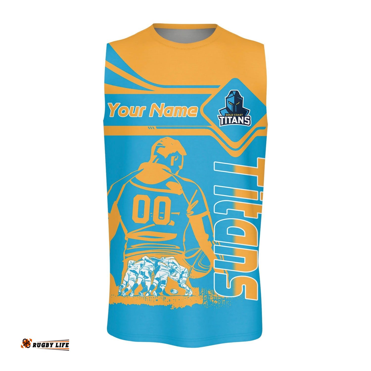 Gold Coast Titans Oneck Tank Top Personalized Pentagon Style- NRL