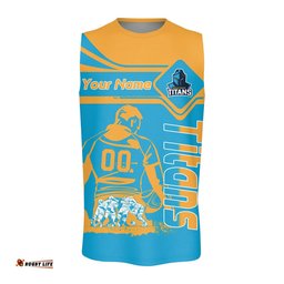 Gold Coast Titans Oneck Tank Top Personalized Pentagon Style- NRL