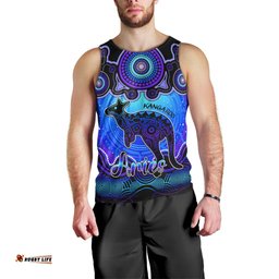 Personalised Australia Aries Kangaroo Zodiac Men Tank Top Auz Astrology Aboriginal - Blue