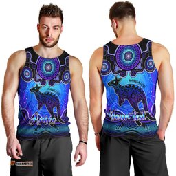 Personalised Australia Aries Kangaroo Zodiac Men Tank Top Auz Astrology Aboriginal - Blue