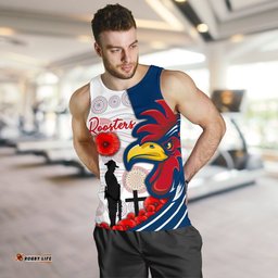 Australia Roosters Men's Tank Top Anzac Day - Three Tiles Style