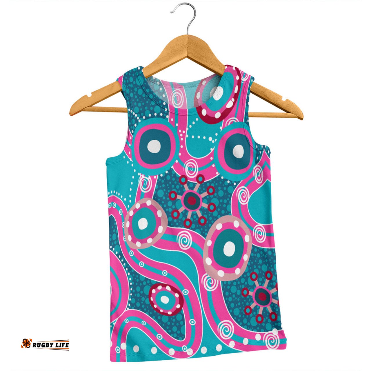 Australia Aboriginal Men Singlet - Pink Aboriginal Dot Art Inspired Men Singlet