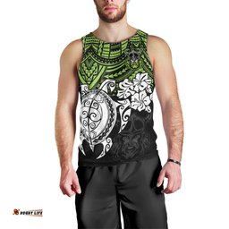 Custom Raiders Rugby Men Tank Top Canberra Hibiscus and Turtle With Polynesian Pattern