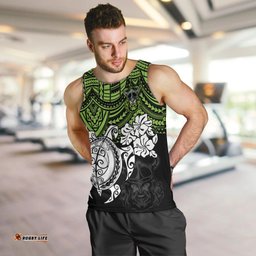 Custom Raiders Rugby Men Tank Top Canberra Hibiscus and Turtle With Polynesian Pattern