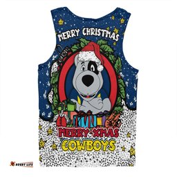 North Queensland Cowboys Christmas Custom Men Singlet - Merry Christmas Our Beloved Team With Aboriginal Dot Art Pattern Men Singlet