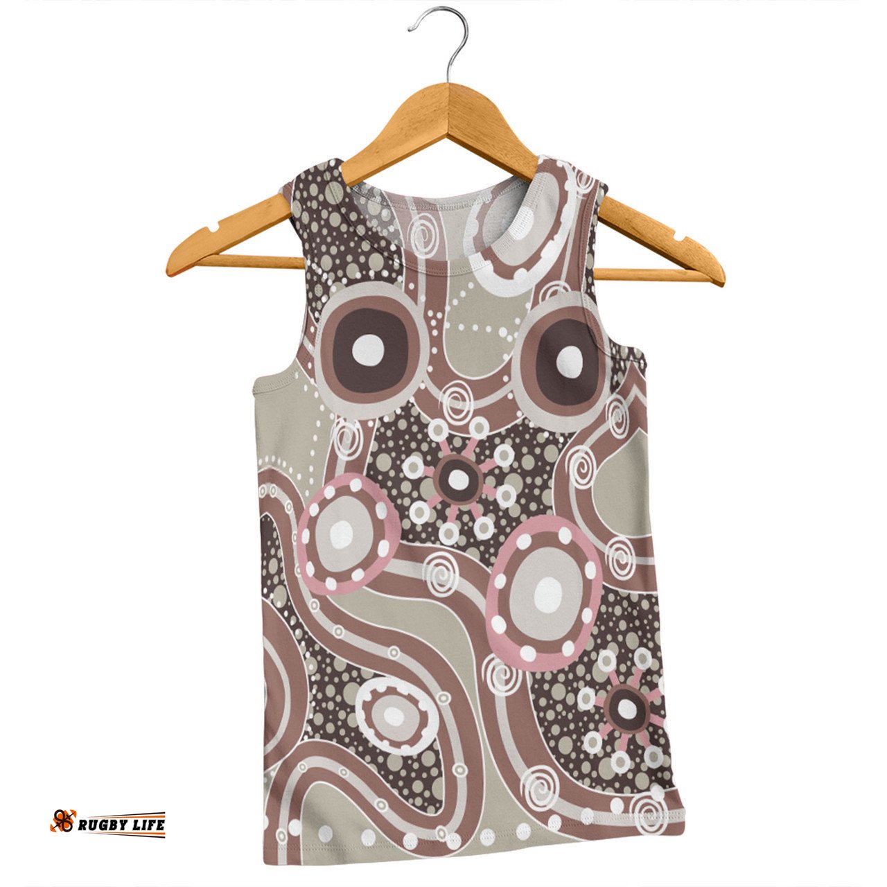 Australia Aboriginal Men Singlet - Brown Aboriginal Dot Art Inspired Men Singlet