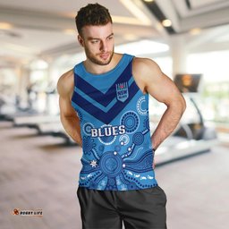Personalised NSW Rugby Men Tank Top Blues Aboriginal Art