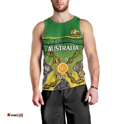 Australia Cricket Men Tank Top Aboriginal Dots Style