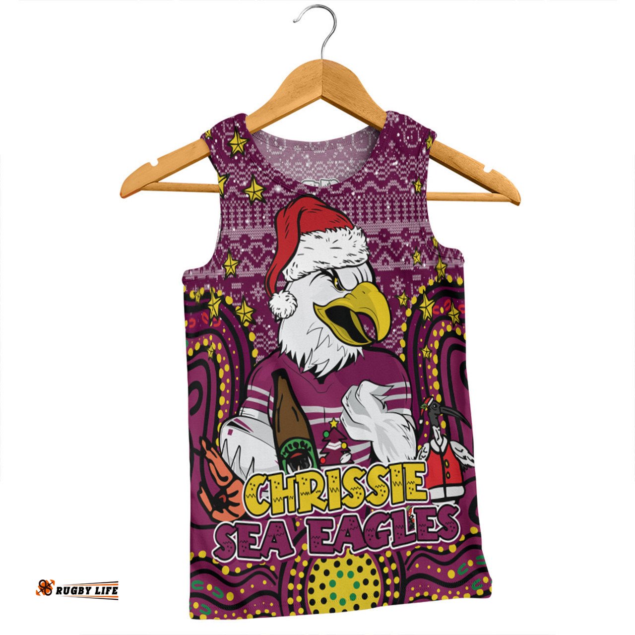 Manly Warringah Sea Eagles Christmas Custom Men Singlet - Christmas Knit Patterns Vintage Jersey Ugly Men Singlet