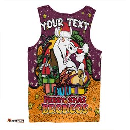 Brisbane Broncos Christmas Custom Men Singlet - Merry Christmas Our Beloved Team With Aboriginal Dot Art Pattern Men Singlet