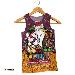 Brisbane Broncos Christmas Custom Men Singlet - Merry Christmas Our Beloved Team With Aboriginal Dot Art Pattern Men Singlet