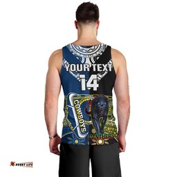 Custom Panthers And Cowboys Rugby Men Tank Top Aboriginal Version