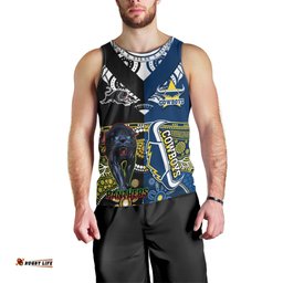 Custom Panthers And Cowboys Rugby Men Tank Top Aboriginal Version