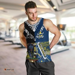 Custom Panthers And Cowboys Rugby Men Tank Top Aboriginal Version